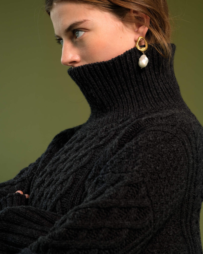 The Turtleneck Lambswool Aran – Moss + Cable